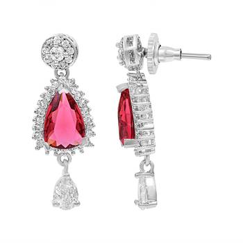 Red Monalisa American Diamond Traditional Necklace Sets For Women 3
