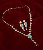 Berylline Firozi Monalisa American Diamond Traditional Necklace Sets For Women