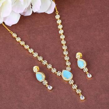 Berylline Firozi Monalisa American Diamond Traditional Necklace Sets For Women 2