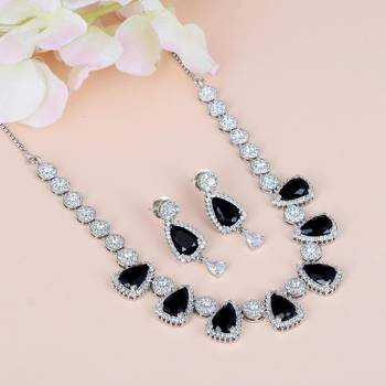 Black Monalisa American Diamond Traditional Necklace Sets For Women 1