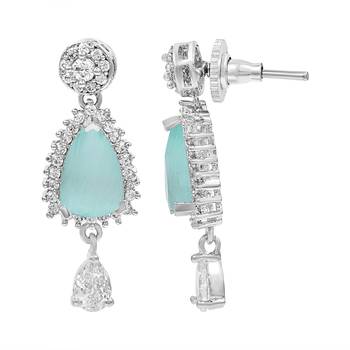 Aqua Firozi Monalisa American Diamond Traditional Necklace Sets For Women 4