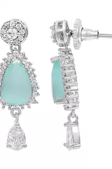 Aqua Firozi Monalisa American Diamond Traditional Necklace Sets For Women