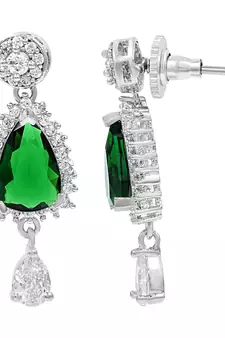 Green Monalisa American Diamond Traditional Necklace Sets For Women