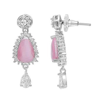 Pink Monalisa American Diamond Traditional Necklace Sets For Women 4