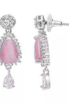Pink Monalisa American Diamond Traditional Necklace Sets For Women