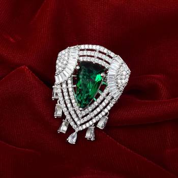 Green Monalisa American Diamond Traditional Ring For Women 1