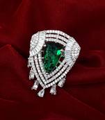 Green Monalisa American Diamond Traditional Ring For Women