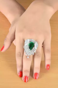 Green Monalisa American Diamond Traditional Ring For Women