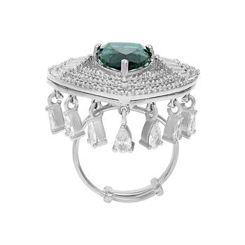 Green Monalisa American Diamond Traditional Ring For Women 3