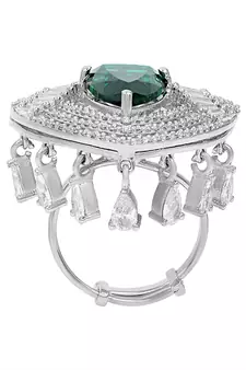 Green Monalisa American Diamond Traditional Ring For Women