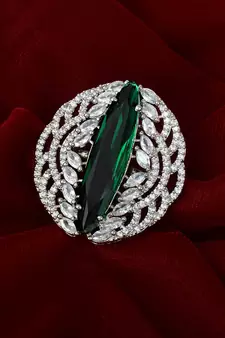 Green Monalisa American Diamond Traditional Ring For Women