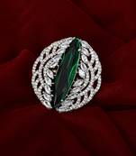 Green Monalisa American Diamond Traditional Ring For Women
