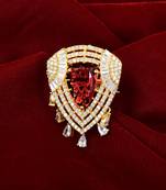Red Monalisa American Diamond Traditional Ring For Women