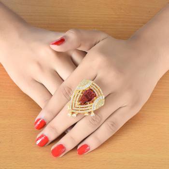 Red Monalisa American Diamond Traditional Ring For Women 2