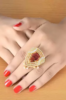 Red Monalisa American Diamond Traditional Ring For Women