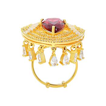 Red Monalisa American Diamond Traditional Ring For Women 3