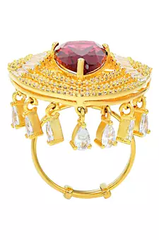 Red Monalisa American Diamond Traditional Ring For Women