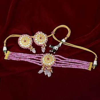 Pink Onyx Beads Traditional Choker Set For Women 1