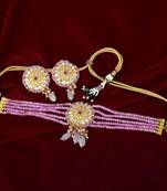 Pink Onyx Beads Traditional Choker Set For Women