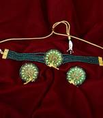 Green Crystal Beads Traditional Choker Set For Women