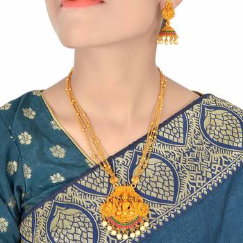 Laxmi Inspired Ruby Green South Indian Temple Jewellery Set 2