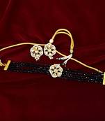Black Onyx Beaded Traditional Choker Set For Women