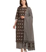 Brown printed cotton cotton-kurtis
