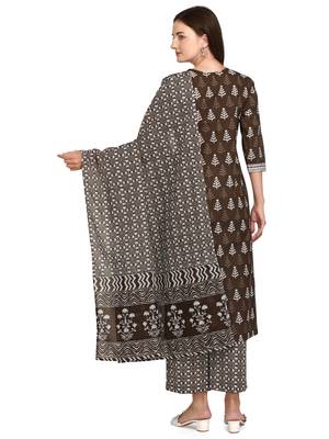 Brown printed cotton cotton-kurtis 2