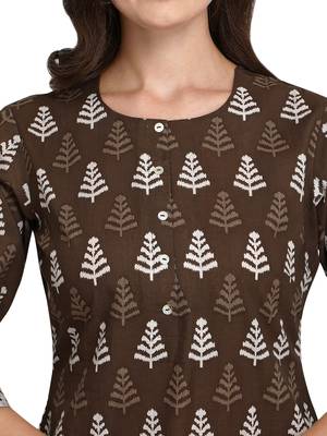 Brown printed cotton cotton-kurtis 4