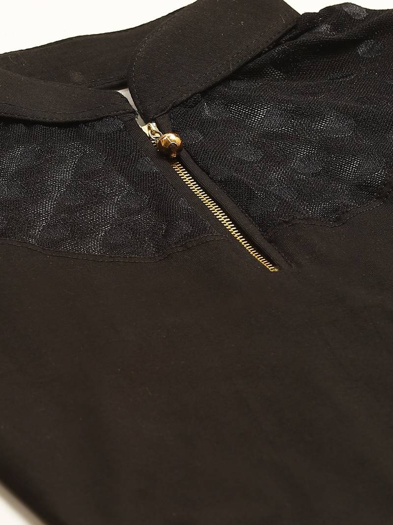 VASTRANAND Women Black Lace Detail Stretchable Saree Blouse