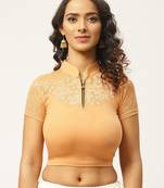 VASTRANAND Women Beige Lace Detail Stretchable Saree Blouse
