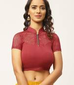 VASTRANAND Women Maroon Solid Stretchable Saree Blouse