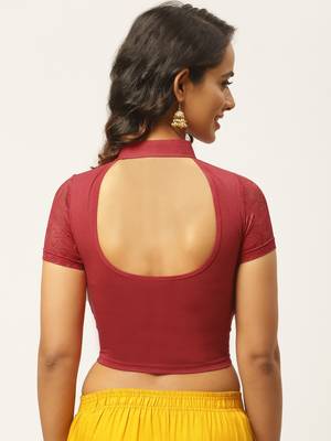 VASTRANAND Women Maroon Solid Stretchable Saree Blouse 4