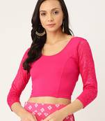 VASTRANAND Women Pink Cotton Solid Stretchable Saree Blouse