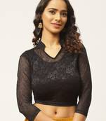 VASTRANAND Women Black Lace Stretchable Saree Blouse with Inner