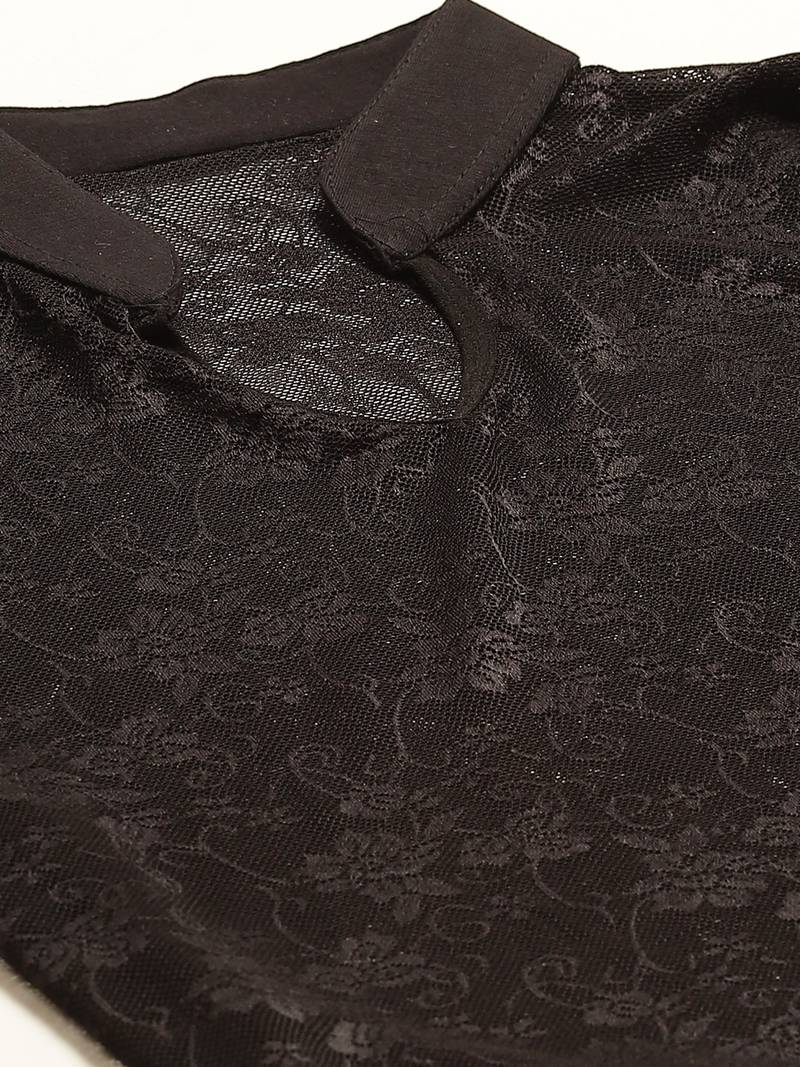 VASTRANAND Women Black Lace Stretchable Saree Blouse with Inner