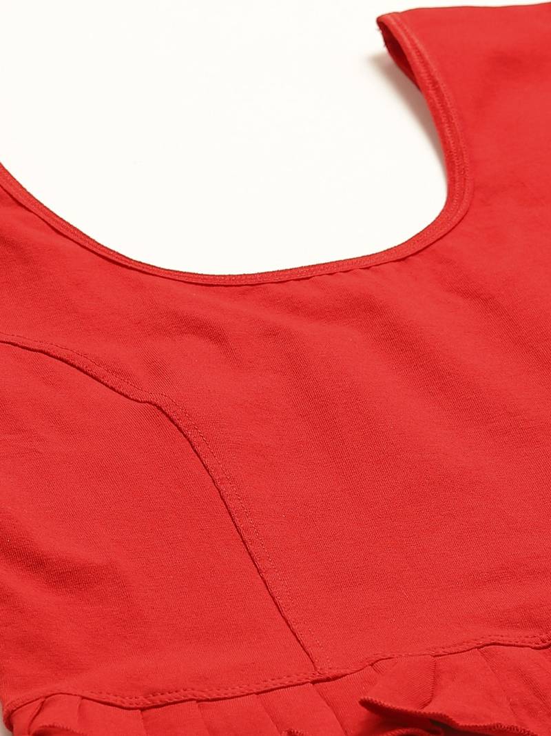 VASTRANAND Women Red Solid Stretchable Saree Blouse