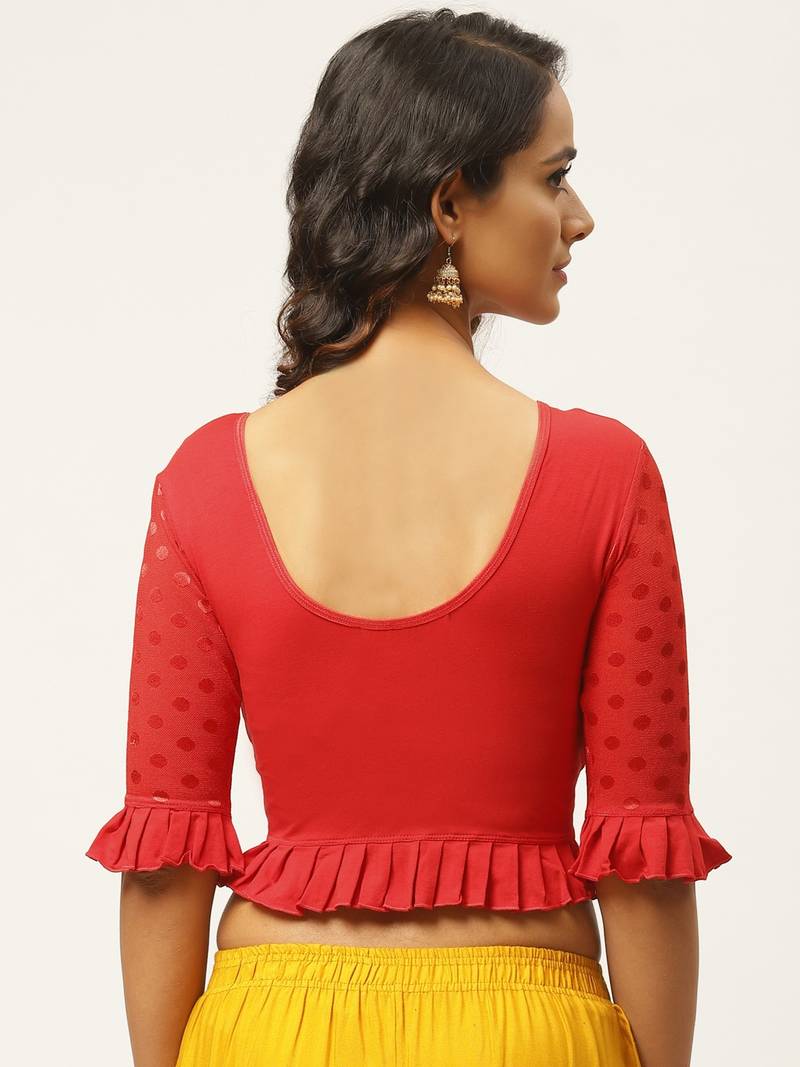 VASTRANAND Women Red Solid Stretchable Saree Blouse