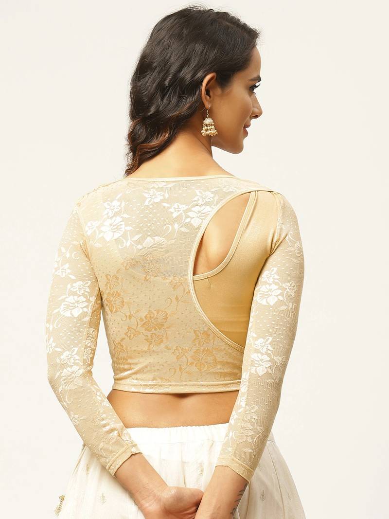 VASTRANAND Women Golden Solid Stretchable Saree Blouse