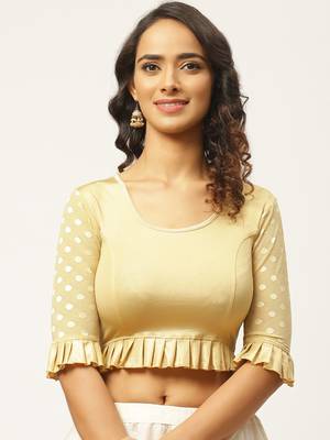 VASTRANAND Women Beige Solid Stretchable Saree Blouse 1