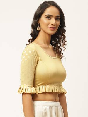 VASTRANAND Women Beige Solid Stretchable Saree Blouse 3