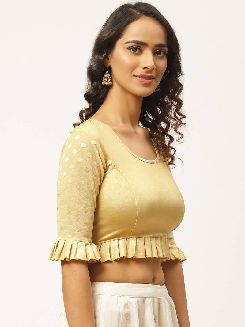 VASTRANAND Women Beige Solid Stretchable Saree Blouse