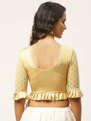 VASTRANAND Women Beige Solid Stretchable Saree Blouse 4