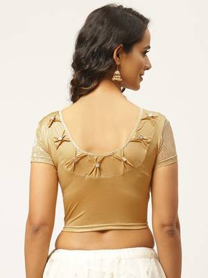 VASTRANAND Women Beige Solid Stretchable Saree Blouse 4