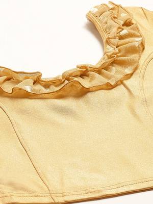 VASTRANAND Women Golden Solid Stretchable Saree Blouse 2