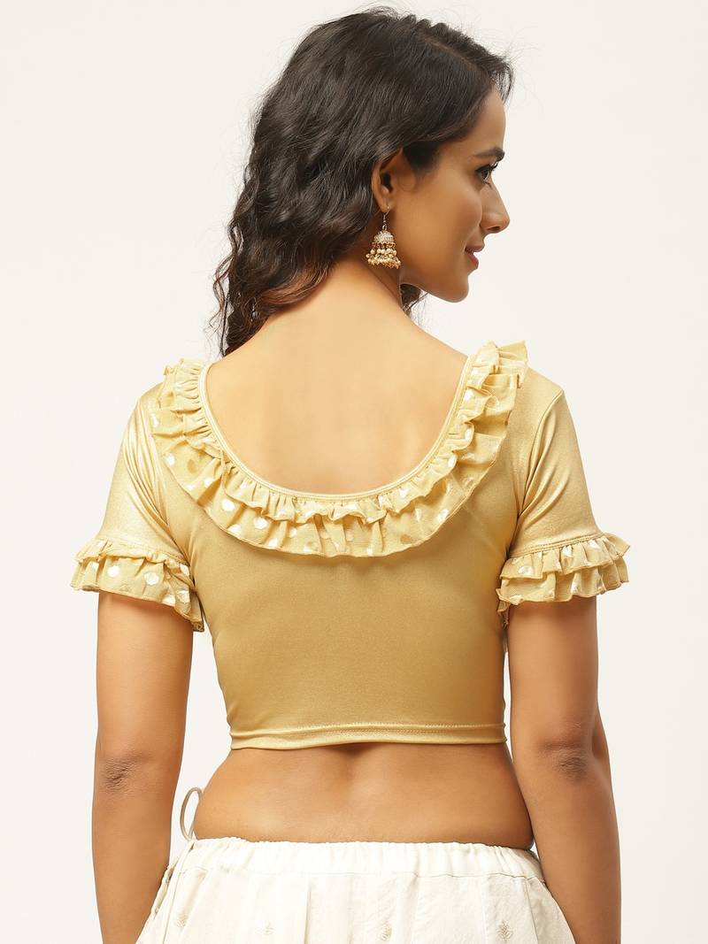 VASTRANAND Women Golden Solid Stretchable Saree Blouse