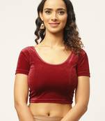 VASTRANAND Women Maroon Stretchable Velvet Saree Blouse