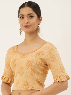 VASTRANAND Women Yellow Printed Stretchable Blouse 3