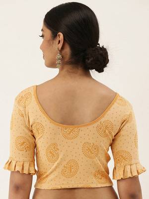 VASTRANAND Women Yellow Printed Stretchable Blouse 4