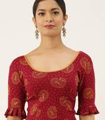 VASTRANAND Women's Red and Orange Printed Stretchable Blouse